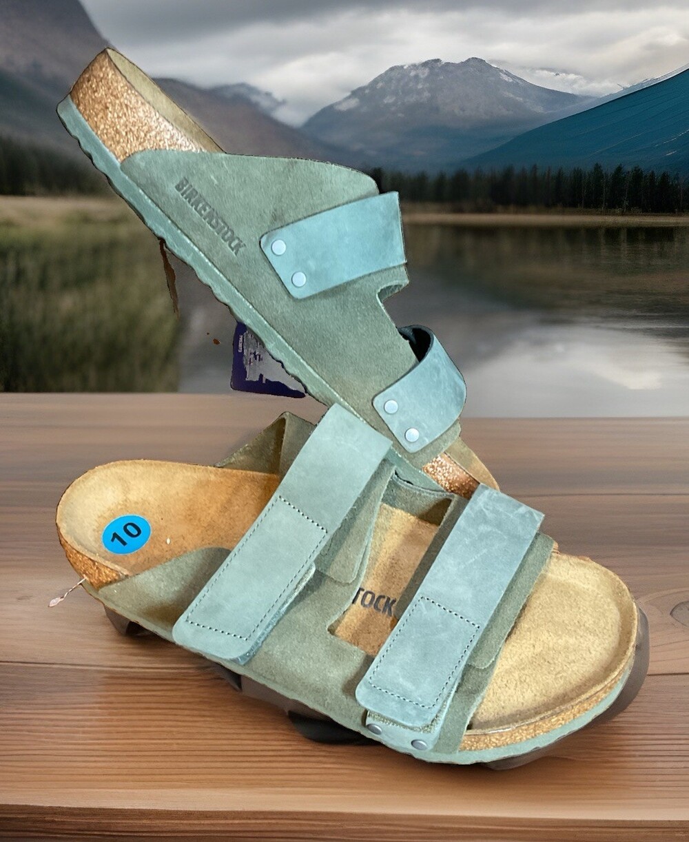 Birkenstock Kyoto Suede Leather Slides Thyme Green Men’s 10 Bday Gift